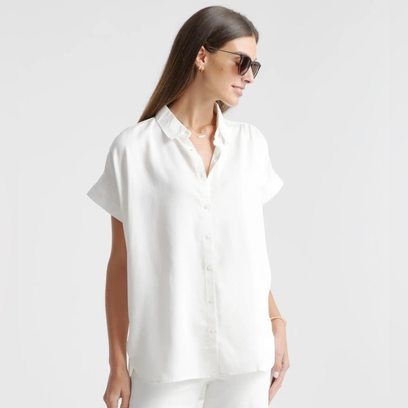 Quince Vintage Wash Tencel Camp Shirt Size Small White - Picture 1 of 7
